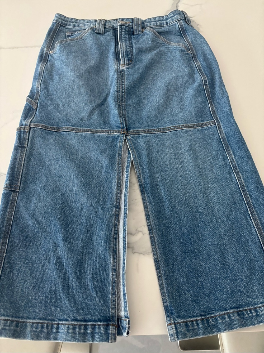 A.L.C. Light Blue Denim Skirt with Front Seam Detail